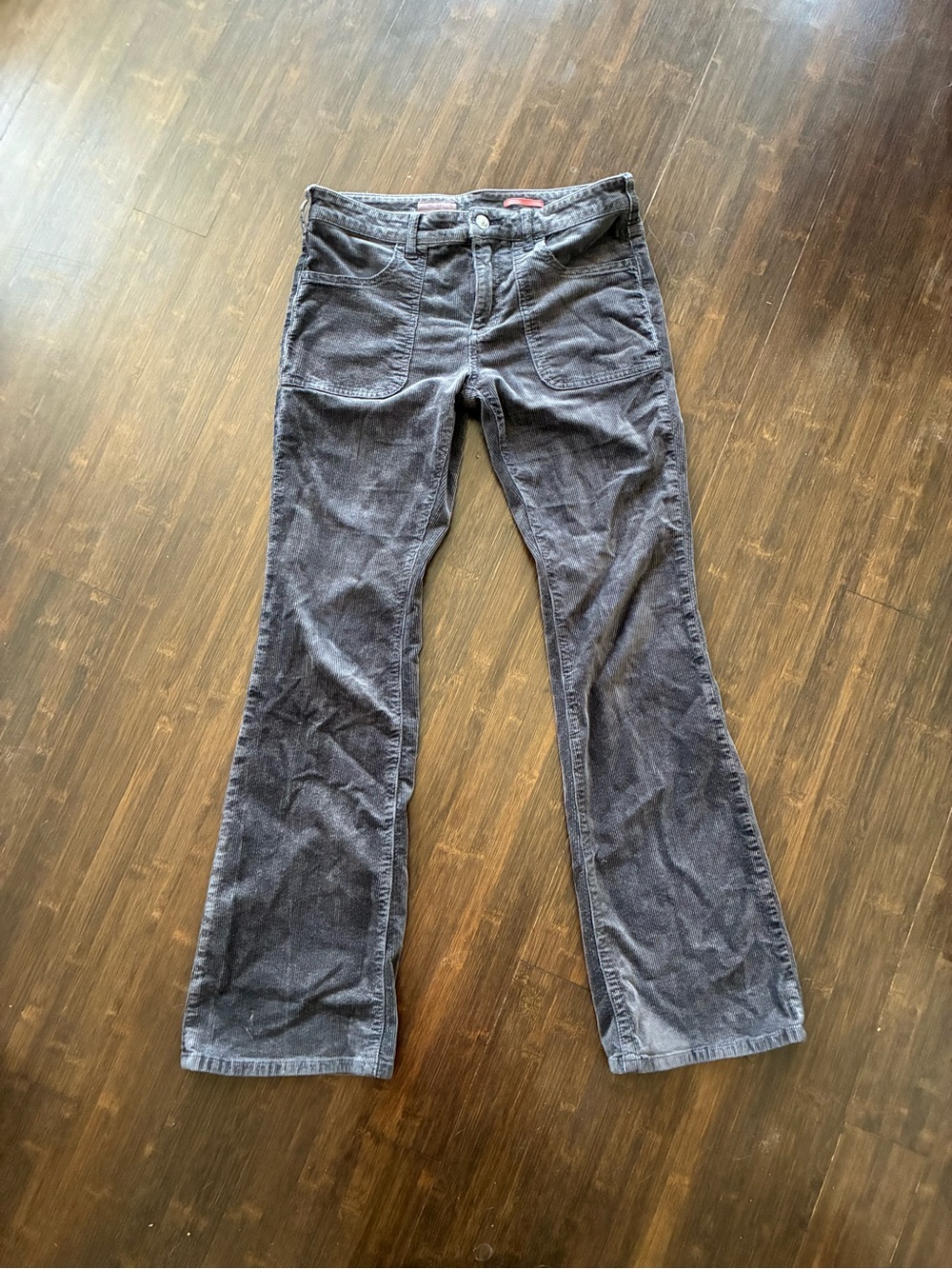 Pilcro Slate Gray Stretch Corduroy Flare Jeans Size 28
